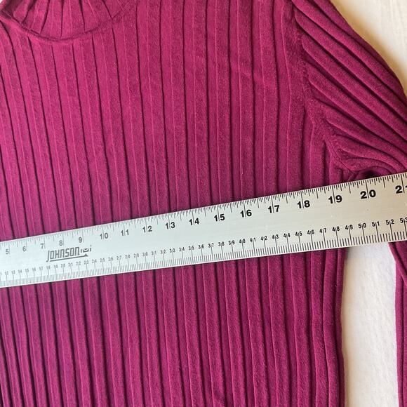 Talbots Women Sweatshirt XL Magenta Rayon Long Sleeve Mock Neck - Picture 5 of 8